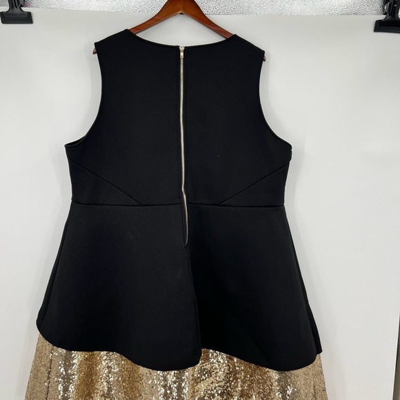 Eloquii plus size black & Gold Sequin Pique Dress sleeveless back zipper size 26 - Picture 4 of 11